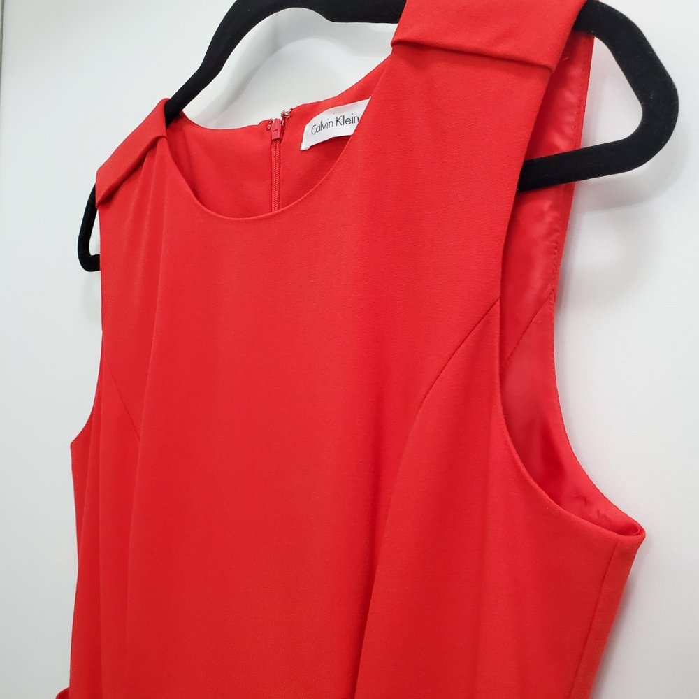 Calvin Klein Blood Orange (Red) Pleated Fully-Lined Dress Size 8 - Picture 3 of 16